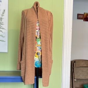Vine & Love Tan Open-Front Cardigan